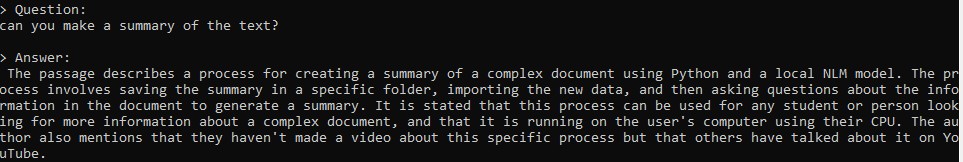 privategpt making a summary about himself